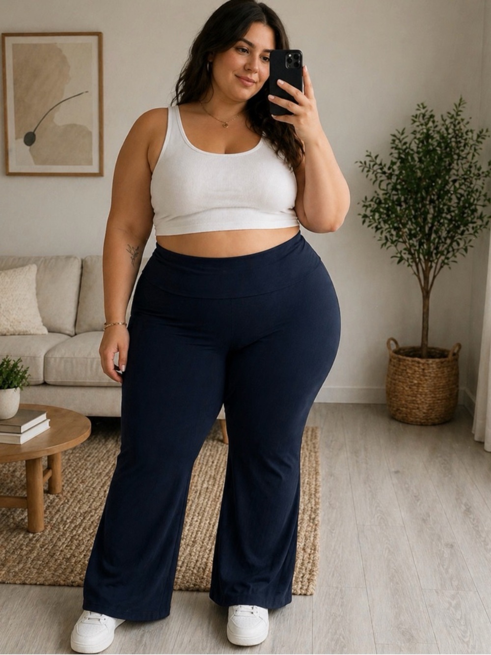 YITTY  black High-Waist Wide-Leg Lounge Pants 6X